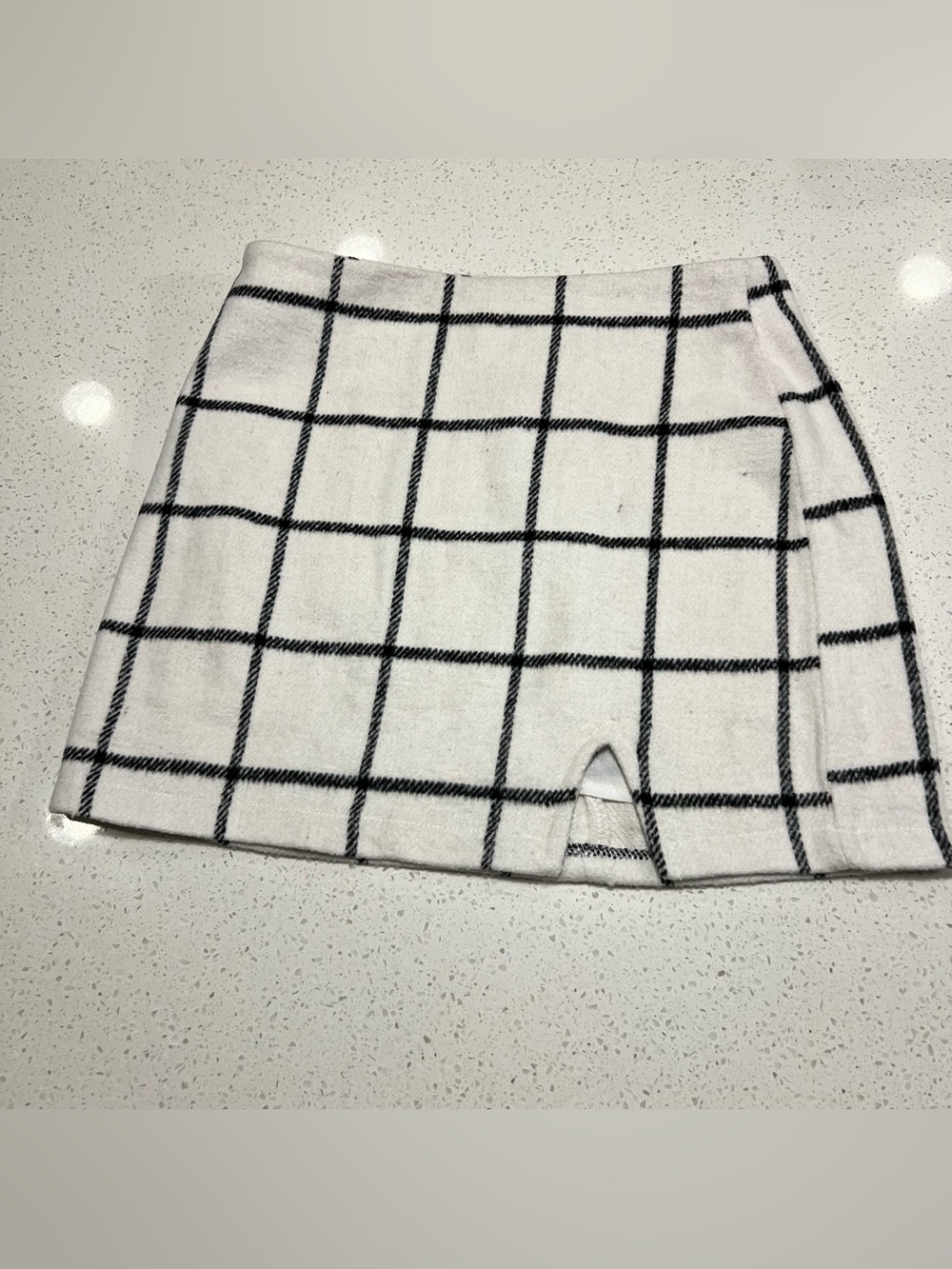 Altar'd State Black White Windowpane Plaid Mini Skirt Side Slit Medium NWOT